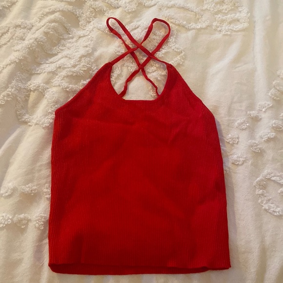 Zara Ribbed Crossover Tank Top - Picture 1 of 3